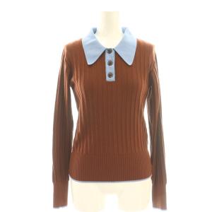 24AW SNOWYリブニットプルオーバー ポロシャツ 38 ブラウン ライトブルー /DF OS