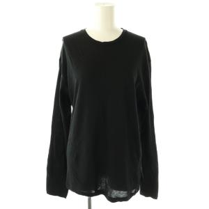 Semi-Sheer Tシャツ カットソー 長袖 ブラック /HK OS