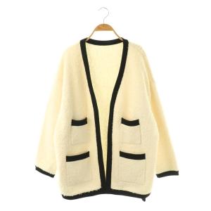 23AW ツィーディーニット カーディガン 38 オフホワイト ブラック