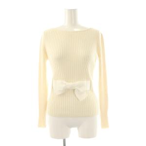 リボンクルーネックニット セーター プルオーバー リブ 38 アイボリー /CX OS