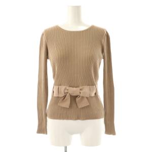 リボンクルーネックニット セーター プルオーバー リブ 38 ベージュ /CX OS
