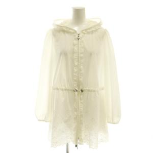 フリルレースフーディジャケット ジップアップ 薄手 38 ホワイト /CX OS