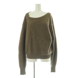 デフォームボートネックヤクニットトップス セーター 長袖 アシンメトリー 2 ブラウン /MY OS