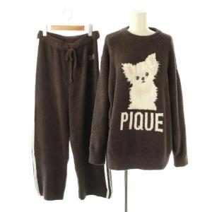 23AW キャットドッグジャガードプルオーバー&ロングパンツ セットアップ ルームウェア F ダークブラウン