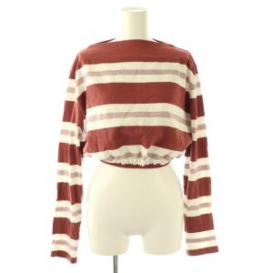 Cotton Jersey Cropped Top L ブラウン ホワイト