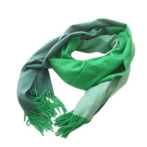 ストール グラデーション カシミヤ フリンジ グリーン