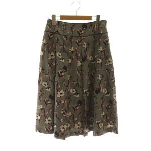 フラワープリントフレアスカート 38 灰色 グレー ひざ丈 /AG OS SH
