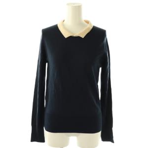 襟付き ニット セーター 長袖 ウール S 紺 /NR OS