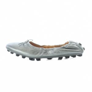 TOD'S Gommino フラットシューズ ドライビングシューズ バレエシューズ 38 24cm シルバー色 リボン