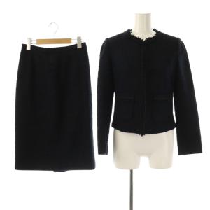 23AW ツイードジャケット スカート セットアップ スーツ 34 36 ネイビー /ES OS