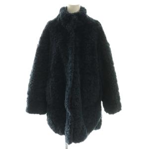 Upcycled eco fur middle coat S ネイビー