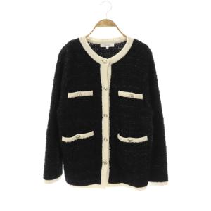 配色カーディガン ニット 38 ブラック ホワイト /ES OS