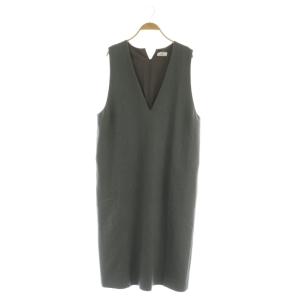 23AW 2WAYストレッチVネックワンピース ロング ノースリーブ 38 グレー /MY OS