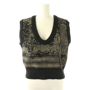 23SS 2WAY LACE PAINTING KNIT TOP ニット ベスト F ブラック グレージュ