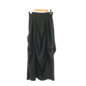 RANDOM TUCK HEM SKIRT フレアスカート ロング S ブラック /ES OS