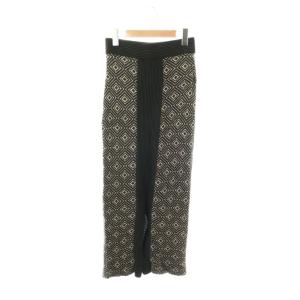 Jacquard Pencil Skirt ペンシルスカート タイト ニット リネン混 36 ブラック