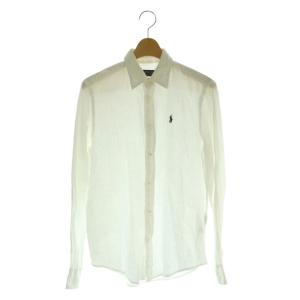 ロゴ刺繍 リネンシャツ XS 白 /MI OS