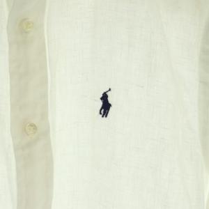POLO RALPH LAUREN ロゴ刺繍 リネンシャツ XS 白 /MI OS