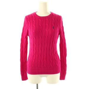 PIMA COTTON ケーブルセーター ニット 長袖 S ピンク /HK OS