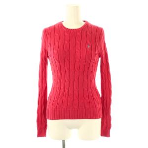 PIMA COTTON ケーブルセーター ニット 長袖 XS レッド /HK OS