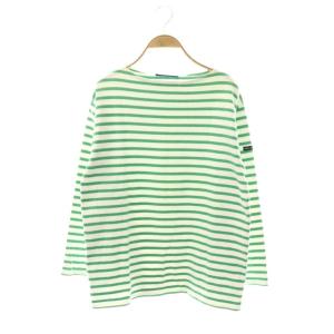 ボーダーバスクシャツ カットソー M ホワイト グリーン /DO OS