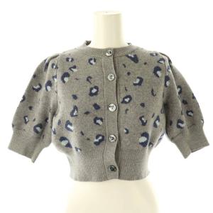 24SS アニマルニットジャガードカーディガン クロップド 五分袖 F グレー マルチカラー /ES OS