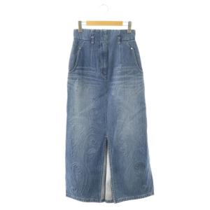 MM24SS-SK028 Floral Embossed Denim Skirt