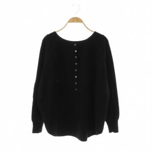 24AW ウールワッフルヘンリーネック プルオーバー セーター ニット ブラック /CX OS