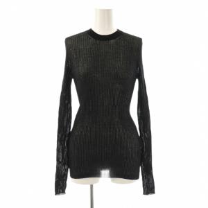24SS Cotton Nylon リブニット カットソー シアー ブラック /CX OS