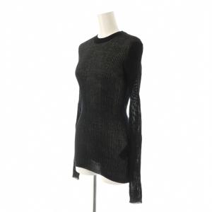 L'Appartement 24SS Cotton Nylon リブニット カットソー シアー ブラック /CX OS