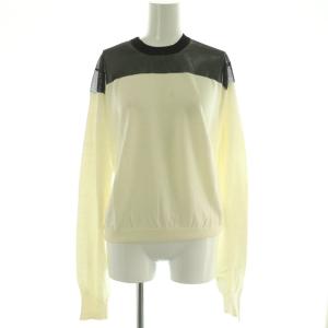 ショルダーシースルーニットプルオーバー 切替 カシミヤ混 40 黒 ブラック アイボリー /RM OS