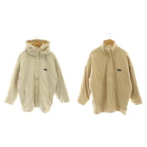 リバーシブル ジャケット アウター フリース フード付き F ベージュ アイボリー /CX OS