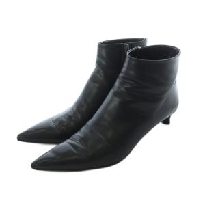 JIL SANDER ブーティ アンクルブーツ 37 23.5cm 24cm 黒 ブラック ポインテッドトゥ キトゥンヒール