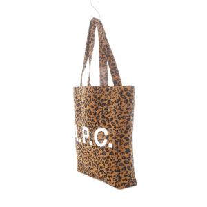 A.P.C. トートバッグ オレンジ 黒 ブラック レオパード柄 ロゴプリント /RI OS