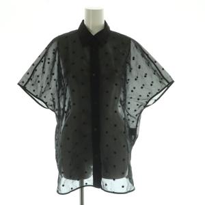 24SS シアードットサークルシャツ 半袖 水玉 刺繍 黒 ブラック /RM OS