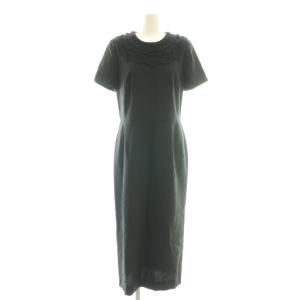 ローブドシャンブル robe de chambre ワンピース ウール タイト ニット装飾 M ブラック