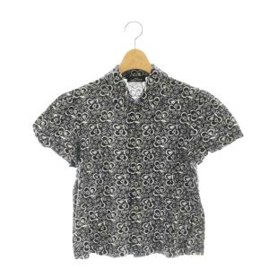 花柄 半袖 シャツ ペイズリー柄 ブラック ホワイト TC-T005 /CX OS