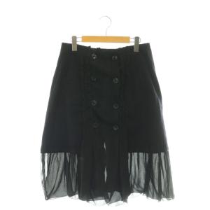 ウール フリル スカート フレア シアー M ブラック TB-S001 /CX OS