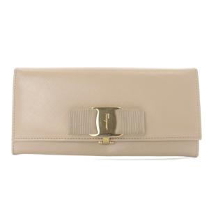 ヴァラリボン 長財布 レザー ベージュ /SR