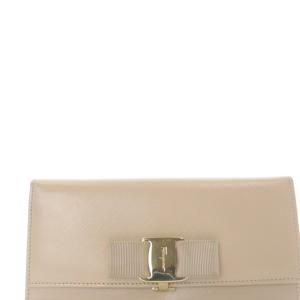 Salvatore Ferragamo ヴァラリボン 長財布 レザー ベージュ /SR