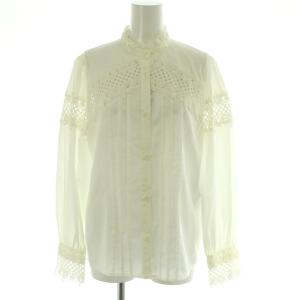 近年モデル カットワーク シャツ ブラウス レース 長袖 M 白 ホワイト /RM OS