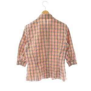 BURBERRY BLUE LABEL チェック 七分袖 シャツ 38 ピンク /HK OS