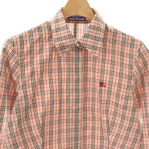 BURBERRY BLUE LABEL チェック 七分袖 シャツ 38 ピンク /HK OS