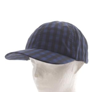 24AW monochrome check cap キャップ 帽子 M ブルー ブラック /YO26