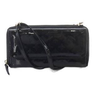 エナメル モノグラム ウォレットショルダーバッグ 黒 ブラック /SR