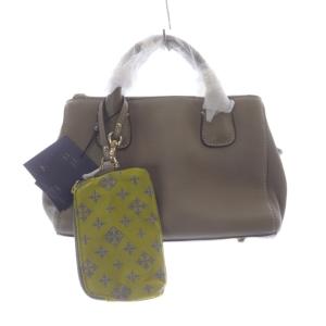 レザー ポーチ付き ハンドバッグ 茶色 ブラウン /SR