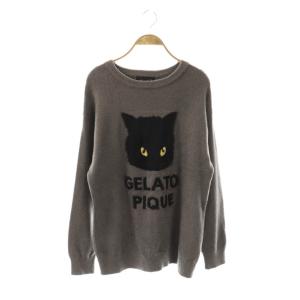 Halloween クロネコジャガードプルオーバー セーター F グレー ブラック イエロー /DO OS