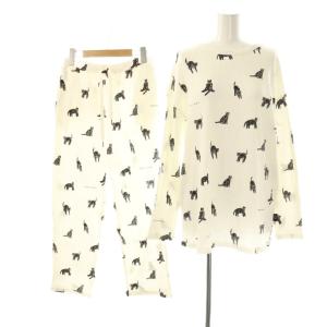 Halloween クロネコモチーフ セットアップ ルームウェア カットソー パンツ F オフホワイト