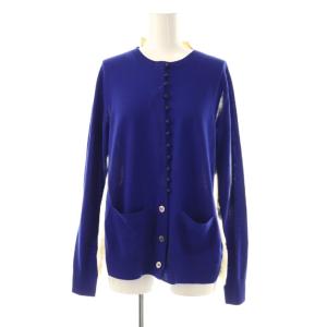 バックプリーツドッキングニットカーディガン シアー 2 紺 ベージュ /CX OS