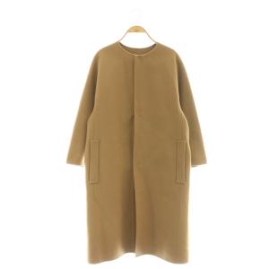 ノーカラーダブルフェイスコート 36 キャメル